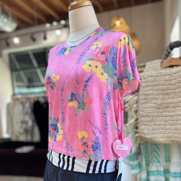 LoveShackFancy Tops - LoveShackFancy NWT BeachRiot 🏝️ Summer Floral Top, Pink, Medium 💓